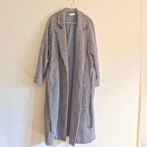Blu Pepper Gray Herringbone Trench Coat